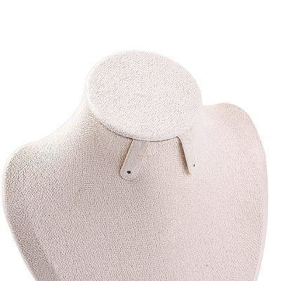 Bust Shaped Microfiber & Wood Jewelry Necklace & Earrings Display Stands NDIS-H042-01A-03-1