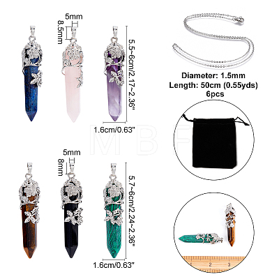  DIY 6 Colors Natural & Synthetic Gemstone Pendant Necklace Making Kits DIY-NB0005-04-1