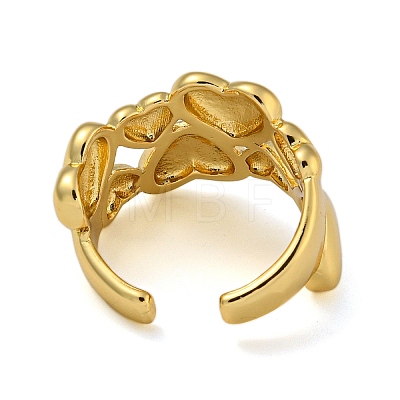 Heart Brass Double Layer Open Cuff Rings for Women RJEW-Z050-12G-1