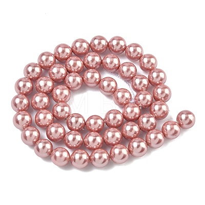 Electroplated Shell Pearl Beads Strands X-BSHE-G041-8mm-05-1