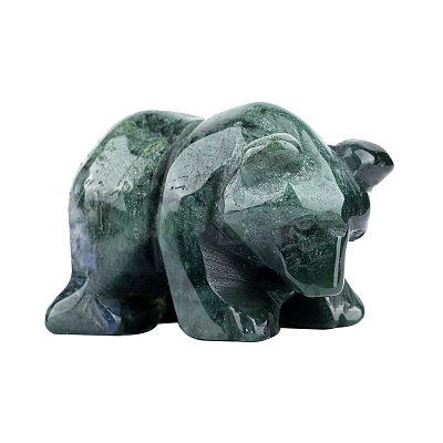 Natural Moss Agate  Bear Display Decorations PW-WG44AF1-05-1