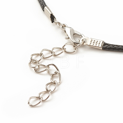 Alloy Lotus Pendant Necklace with Imitation Leather Cord NJEW-JN03863-02-1