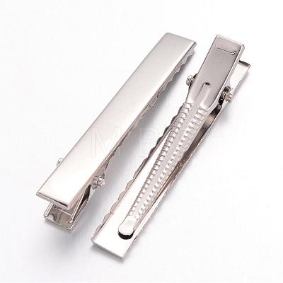Platinum Plated Iron Flat Alligator Hair Clip Findings for DIY Hair Accessories Making X-IFIN-S286-57mm-1