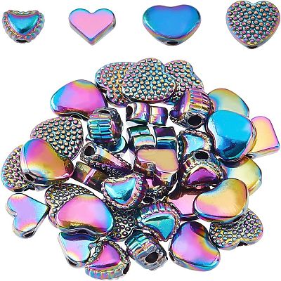 40Pcs 4 Style Rack Plating Rainbow Color Alloy Beads FIND-FH0004-34-1