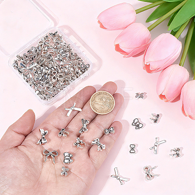 100Pcs 10 Styles Tibetan Style Alloy Beads FIND-BM0001-50-1
