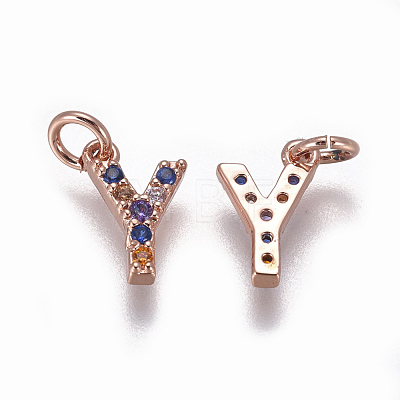 Brass Micro Pave Cubic Zirconia Charms ZIRC-L070-38Y-RG-1