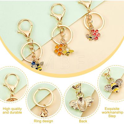  4 Sets Alloy Enamel Pendants Keychains KEYC-NB0001-36-1