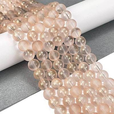 Frosted Transparent Glass Bead Strands GLAA-P065-8mm-05-1