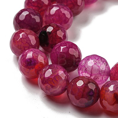 Faceted Natural Dragon Veins Agate Beads Strands G-F447-12mm-P01-1