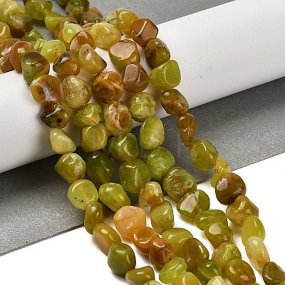 Natural Yellow Green Opal Beads Strands G-P497-01E-34A-1