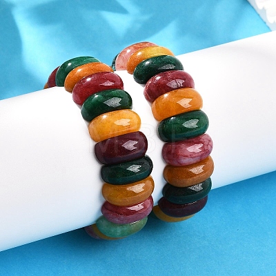 Dyed Natural Multi-Color Agate Beaded Stretch Bracelets for Women Men BJEW-M049-09A-1