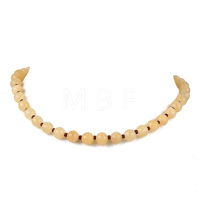 8.5MM Round Dyed Natural Malaysia Jade with Glass Seed Beaded Necklaces for Women NJEW-JN05646-02-1