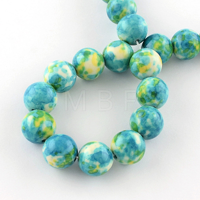 Dyed Natural Ocean White Jade Round Bead Strands G-R295-8mm-05-1