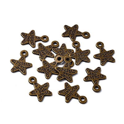 Gift Ideas for Men On Valentines Day Tibetan Style Alloy Star Carved Word Just for You Message Charms X-MLF1272Y-NF-1