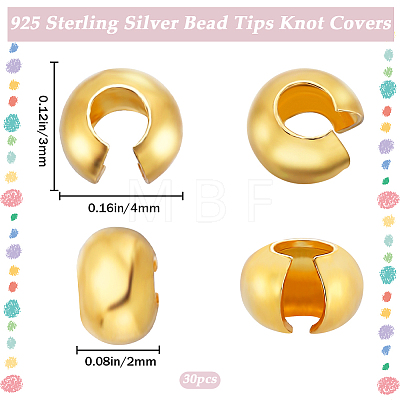 Beebeecraft 925 Sterling Silver Bead Tips Knot Covers STER-BBC0005-94A-G-1