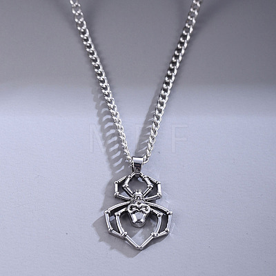 Halloween Skull Spider Stainless Steel Pendant Twisted Chain Necklaces WGFDFDE-01-1