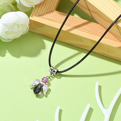 Angel Shape Alloy with Glass Pendant Necklaces NJEW-JN04560-01-1