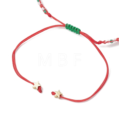 Christmas 6mm Round Dyed Natural TaiWan Jade & Natural Carnelian & Glass Seed Beads Braided Bead Bracelets BJEW-MZ00070-03-1