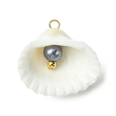 Natural Shell & Imitation Pearl Pendants PALLOY-JF03376-01-1