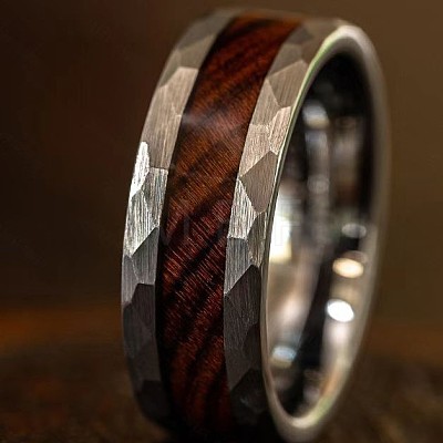 304 Stainless Steel & Wood Finger Rings for Men WG79787-07-1