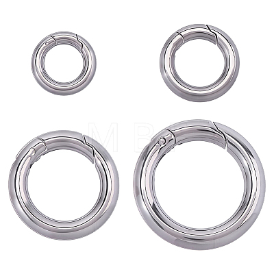 4Pcs 4 Styles 304 Stainless Steel Spring Gate Rings STAS-HY0002-16-1