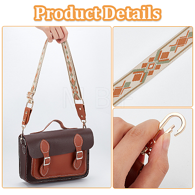 Bohemian Style Rhombus Pattern Cloth Wide Bag Handles FIND-WH0136-51A-1
