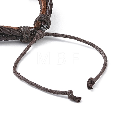 PU Leather & Waxed Cords Triple Layer Multi-strand Bracelets BJEW-G709-01-1