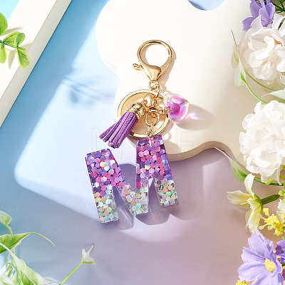 Alloy Resin Heart Keychains KEYC-TADJ0002-01G-M-1