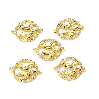 Brass Micro Pave Clear Cubic Zirconia Connector Charms KK-E068-VB294-1