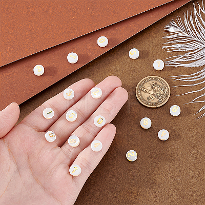 20Pcs 10 Styles Natural White Shell Flat Round Beads BSHE-PH0001-62-1