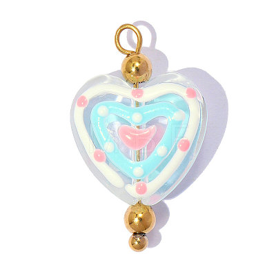 304 Stainless Steel with Glass Pendants GL-OY001-03G-01-1