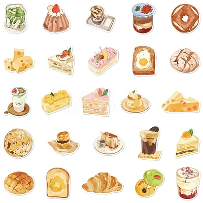 50Pcs Afternoon Tea PVC Waterproof Stickers PW-WGE00E4-01-1