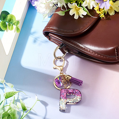 Alloy Resin Heart Keychains KEYC-TADJ0002-01G-P-1
