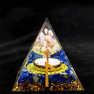 Viking Rune Symbol-Water Orgonite Pyramid Resin Display Decorations DJEW-PW0006-02R-1