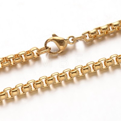304 Stainless Steel Box Chain Necklaces NJEW-M124-08-1