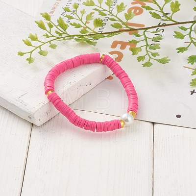 Handmade Polymer Clay Heishi Beads Stretch Bracelets BJEW-JB05759-1