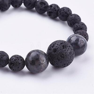 Natural Larvikite Stretch Bracelets BJEW-JB03159-01-1