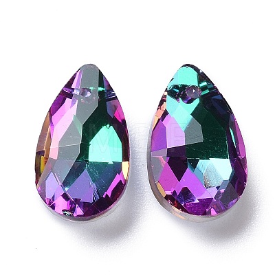 Faceted Teardrop Glass Pendants GLAA-O008-A21-1
