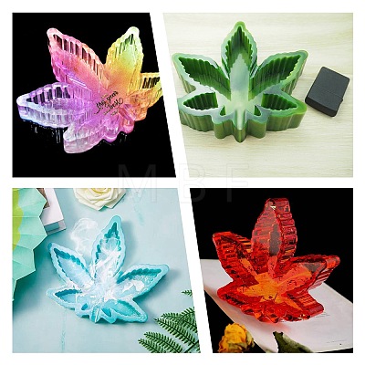 DIY Pot Leaf Ashtray Silicone Molds Kits DIY-OC0003-53-1