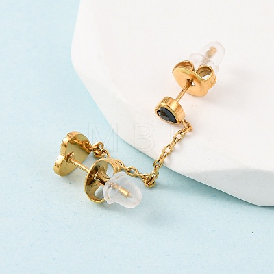 304 Stainless Steel Heart Stud Earring & Hoop Earring Sets EJEW-K268-93G-01-2-1