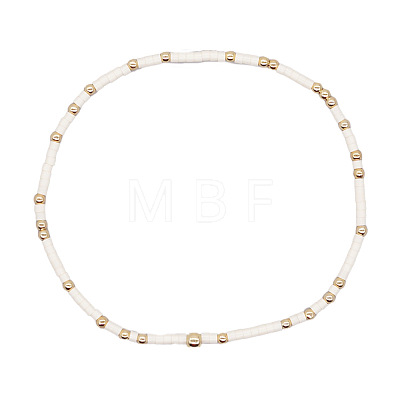 Minimalist Glass Seed Beads & Brass Beads Stretch Bracelets for Women BC0195-17-1