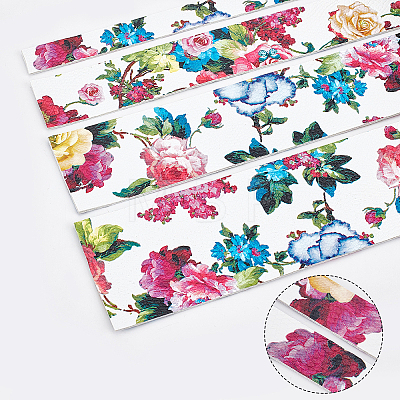 PU Leather Fabric Printing Flower Fabric AJEW-WH0034-91A-02-1