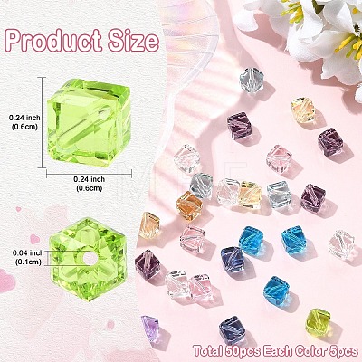 50Pcs 10 Colors Glass K9 Glass GLAA-YW0005-54-1