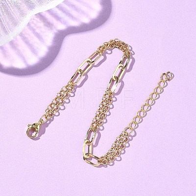 Brass Rolo Chains & Paperclip Chains Bracelets for Women BJEW-JB12779-1