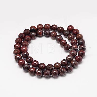 Natural Brecciated Jasper Round Beads Strands X-G-P075-14-8mm-1