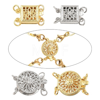 4Pcs 4Styles Brass Hollow Box Clasps KK-YW0004-49-1