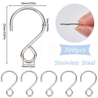 300Pcs Stainless Steel Hook STAS-SP0001-83P-1