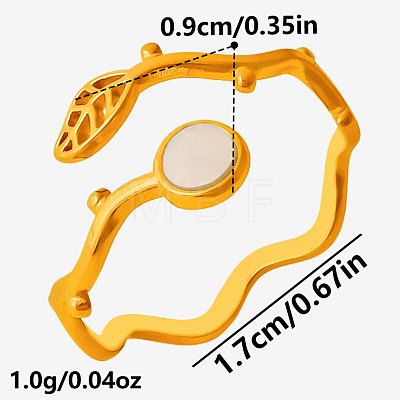 304 Stainless Steel with Natural Shell Cuff Open Rings for Women NU0412-3-1