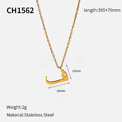304 Stainless Steel Arabic Initial Letter Pendant Necklaces FS-WG7B6CA-12-1