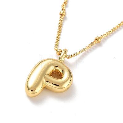 Initial Letter Brass Pendant Necklaces NJEW-A015-21G-P-1